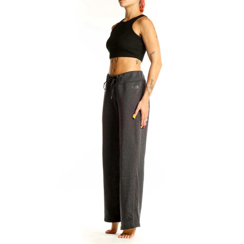 The North Face Gray Polyester Drawstring Lounge Pants Women's Bootcut Flare - Picture 4 of 4